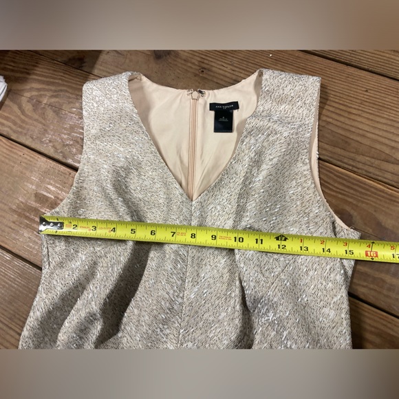 Ann Taylor Beige Tweed V- Neck Sheath Sleeveless Dress - Picture 5 of 7